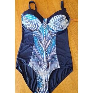 NWT 1990s Womens Sexy Floral Tropiculture Swimsuit 1 Pc Sz 16 PaddedBathing Suit